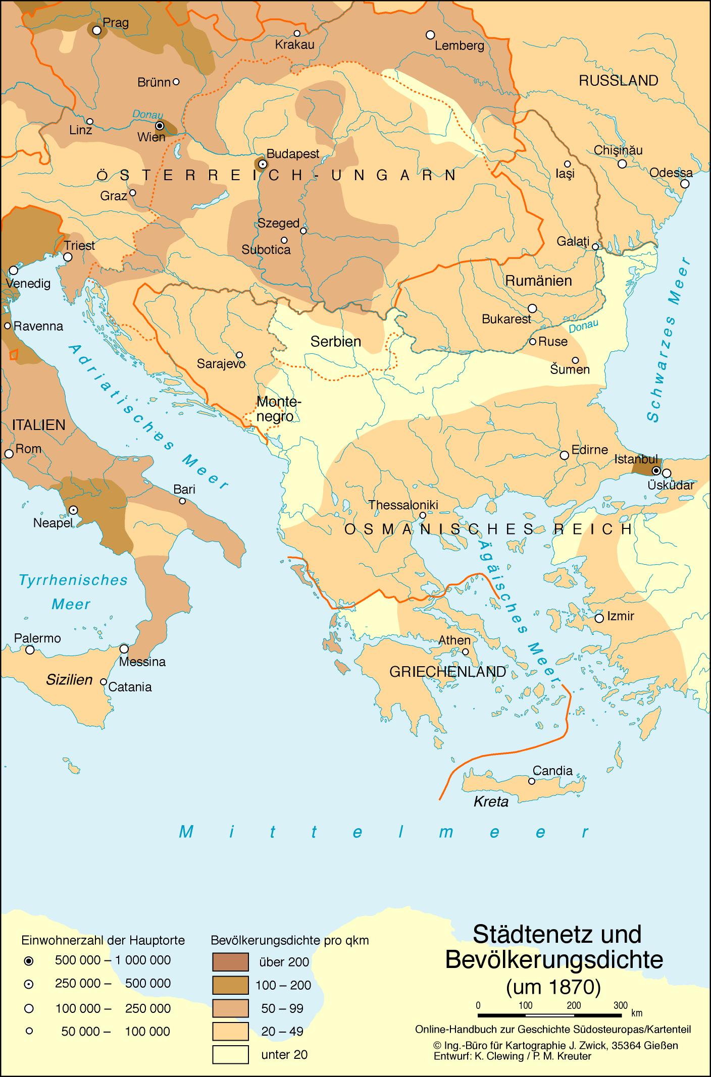 Städtenetz und Bevölkerungsdichte (um 1870) Städtenetz und Bevölkerungsdichte (um 1870)